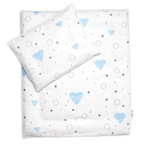 Baby Nellys Sada do kočárku s výplní, I love Boy , modrá/bílá