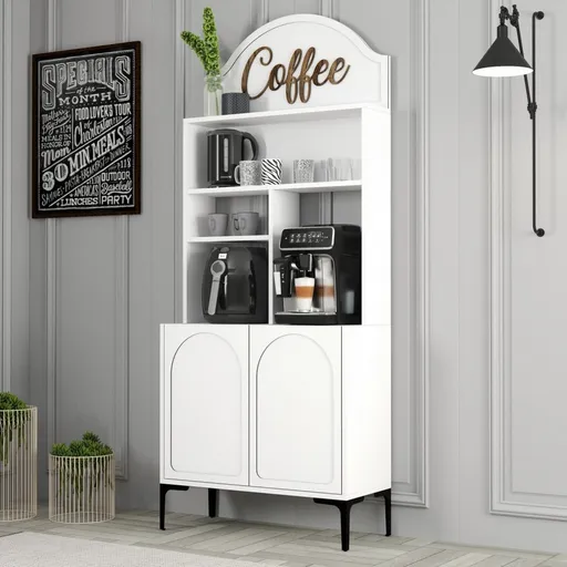 Coffee Bar Cabinet Lyon 80 - White, Black
