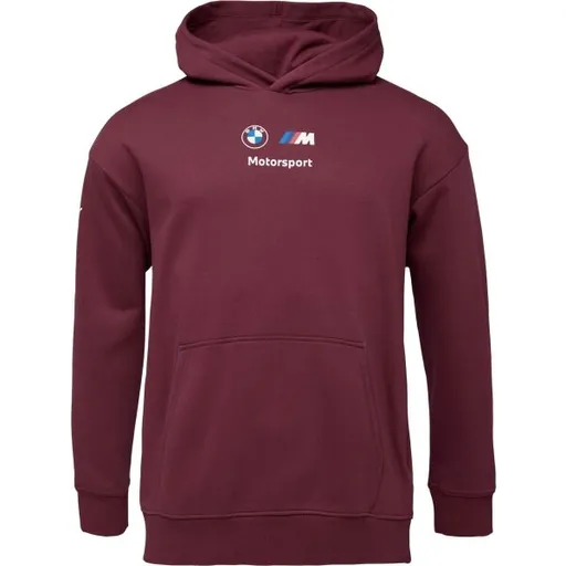 Puma BMW M MOTORSPORT ESSENTIALS+ HOODIE FLEECE Pánská mikina, vínová, velikost