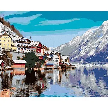 Zuty - Malování podle čísel - HALLSTATT U JEZERA V ALPÁCH, 80x100 cm, vypnuté plátno na rám (HRAmmb07083nad)