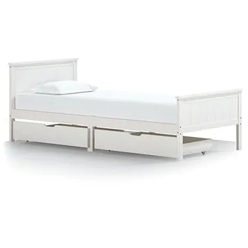 Rám postele se 2 zásuvkami bílý masivní borovice 100 × 200 cm, 3060509 (3060509)