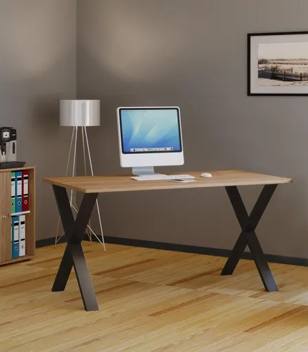 VCM Stůl Lona 140x50 X-nohy, dub sonoma