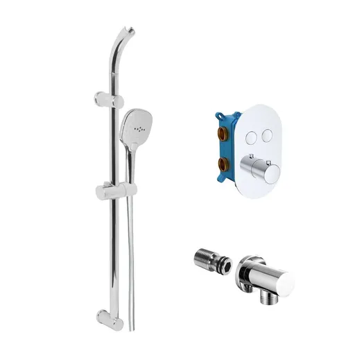 Mereo Vanový set s termostatickou podomítkovou tlačítkovou baterií 2-cestná oválný kryt CB60106TB1