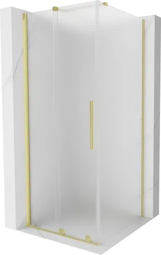MEXEN/S Velar sprchový kout, posuvné dveře 110 x 110, dekor, zlato kartáčovaná 871-110-110-31-55