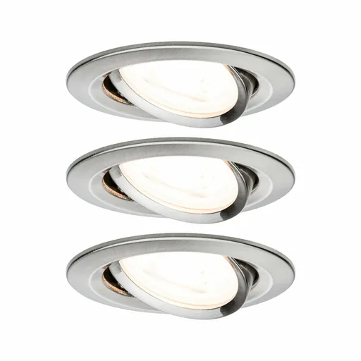 PAULMANN Vestavné svítidlo LED Nova kruhové 3x6,5W GU10 kov kartáčovaný výklopné 934.29 P 93429