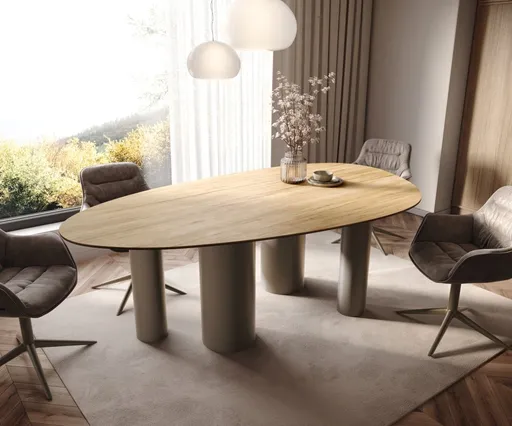 Jídelní stůl Edge Oval 220x120 Keramický Laminam® Sabbia Dub