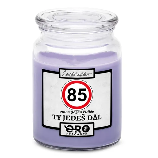 Svíčka Ty jedeš dál – výběr věku (věk: 85, Vůně svíčky: Levandule)