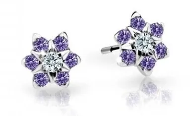 Cutie Jewellery Půvabné dětské náušnice z bílého zlata C2152-30-X-2 fialová