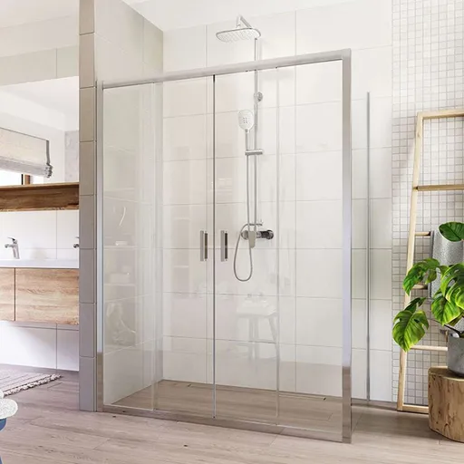 Mereo Sprchový kout, Lima, obdélník, čtyřdílné, zasunovací, 140x80 cm, chrom ALU, sklo Čiré CK88413K