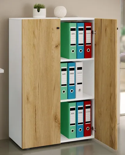 VCM Kancelářská skříň Lona XL s otočnými dvířky, bílá