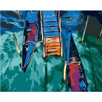 Dvě gondoly v benátském kanálu, 80×100 cm, vypnuté plátno na rám (6044223)