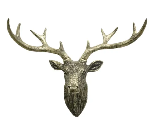 Mosazná antik nástěnná dekorace hlava Jelen Deer - 50*19*40 cm Chic Antique