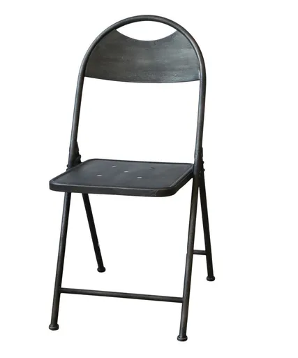Černá antik kovová skládací židle Factory Chair - 42*53*89 cm Chic Antique