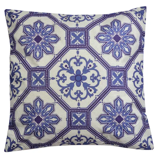 Polštář s modrými ornamenty - 43*43 cm Clayre & Eef