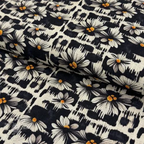 Viskóza se lnem Daisy design A digital print