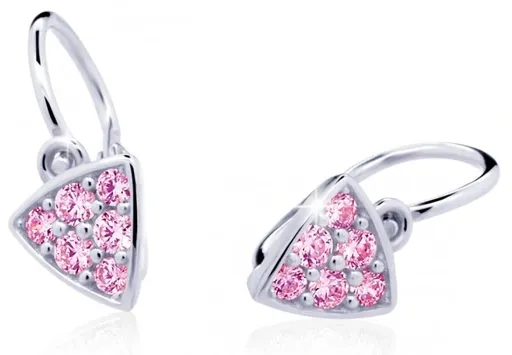 Cutie Jewellery Třpytivé dětské náušnice z bílého zlata C2207-10-X-2 růžová