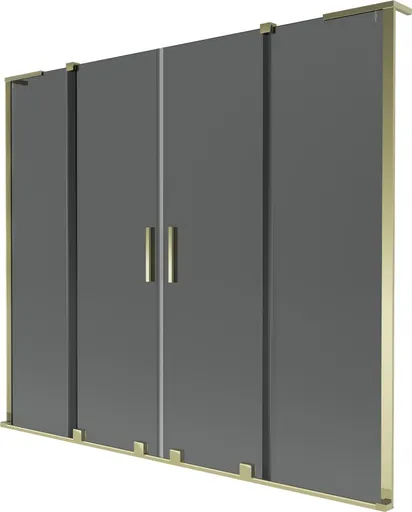 MEXEN/S Velar L Duo dvoukřídlá posuvná vanová zástěna 180 x 150, grafit, zlatá 896-180-003-42-50
