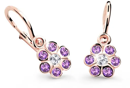 Cutie Jewellery Dětské náušnice z růžového zlata C1737-10-X-4 fialová