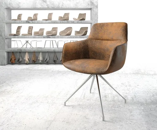 Otočná židle Pejo-Flex Hnědá Vintage Cross Rám Conical Nerezová