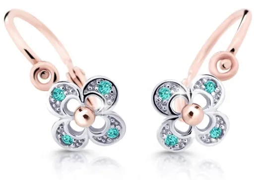 Cutie Jewellery Dětské náušnice z růžového zlata C2200-10-X-4 světle zelená