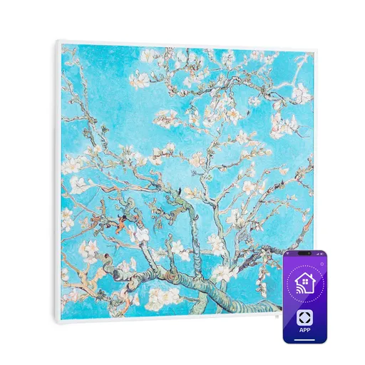 Klarstein Wonderwall Air Art Smart, infračervený ohřívač, 60 x 60 cm, 350 W, mandlový květ