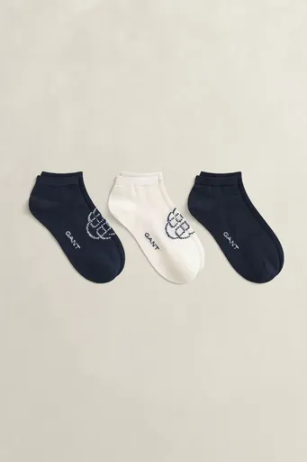 PONOŽKY GANT MONOGRAM ANKLE SOCKS 3-PACK EVENING BLUE