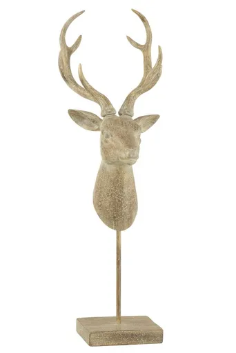 Hnědá antik dekorace Jelen na noze - 16*16*62 cm J-Line by Jolipa