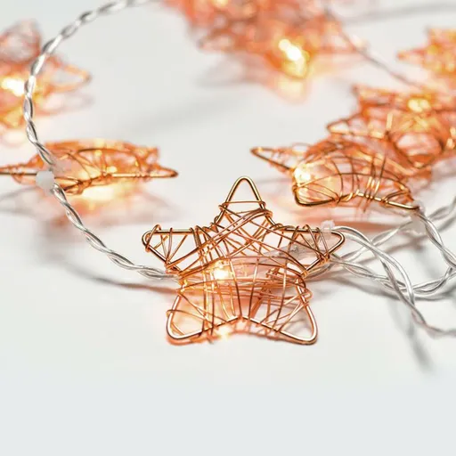 ACA Lighting kovové hvězdy, 10 LED dekorační řetěz na baterie (3xAA), teplá bílá, měď, kov, IP20, 135+30cm čirý přívodní kabel X061011231