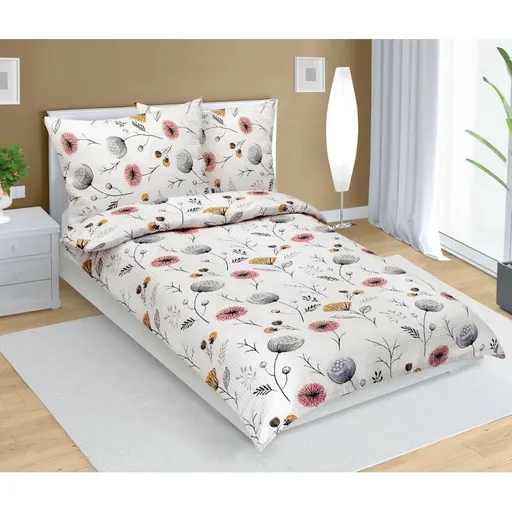 Bellatex Krepové povlečení Makovice béžová, 140 x 200 cm, 70 x 90 cm