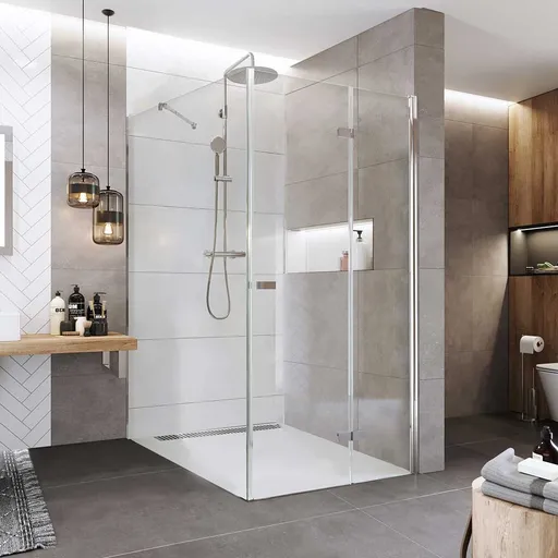 Mereo Sprchový kout, Novea, obdélník, zalamovací, 80x90 cm, chrom ALU, sklo Čiré, dveře pravé a pevný díl CK12813ZP