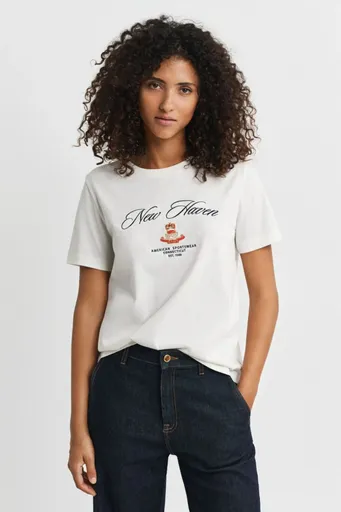 TRIČKO GANT REG COTTON CREST SS T-SHIRT EGGSHELL