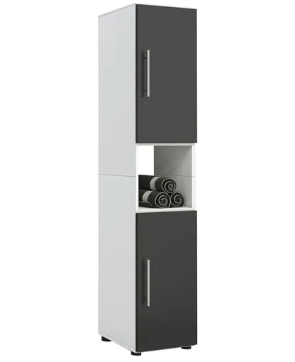 VCM Koupelnová skříňka Flandu vysoká, černá/bílá