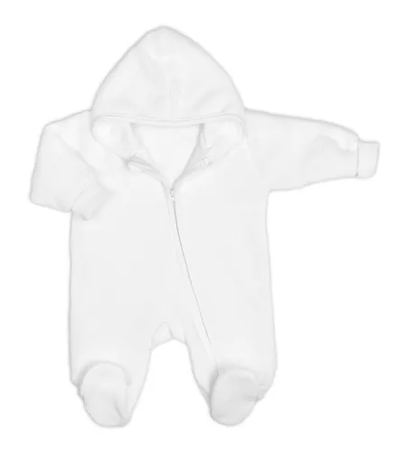 Baby Nellys Pletený overal s kapucí, CUTE - bílý, vel. 62