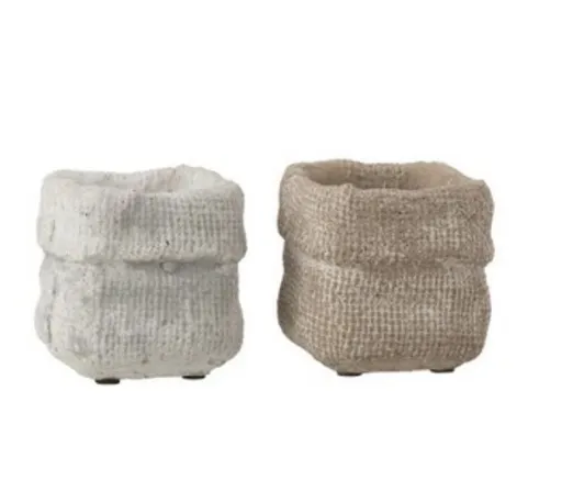 Sada 2 betonových květináčů Ciment – 8* 8*7,5 cm J-Line by Jolipa