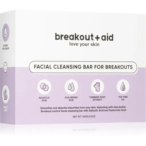 breakout + aid Facial Cleansing Bar mýdlo na problematickou pleť s kyselinou salicylovou