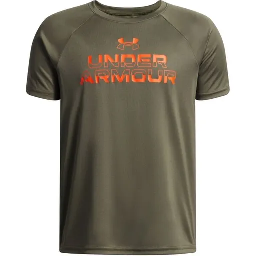 Under Armour SPLIT WORDMARK Chlapecké triko, khaki, velikost M