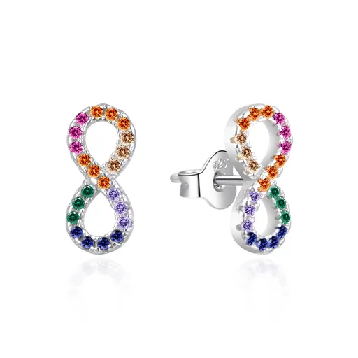 Agato Hravé náušnice Nekonečno s barevnými zirkony AGT-E229PC