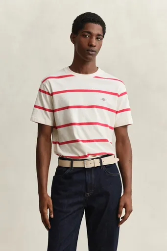 TRIČKO GANT STRIPED SS TSHIRT CREAMED WHITE
