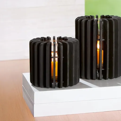 Dřevěná lucerna, černá, 18 cm