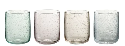 4ks barevná sklenička na vodu s bublinkami Louise - Ø7*9cm / 310ml J-Line by Jolipa