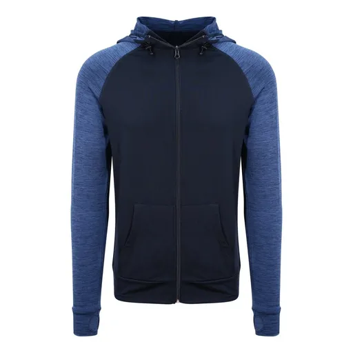 Just Cool Pánská sportovní mikina s žíhanými rukávy - Tmavě modrá / tmavě modrý melír | 2XL
