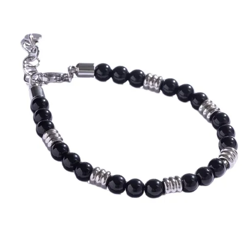 Marc Malone Černý korálkový náramek pro muže MCGB5027