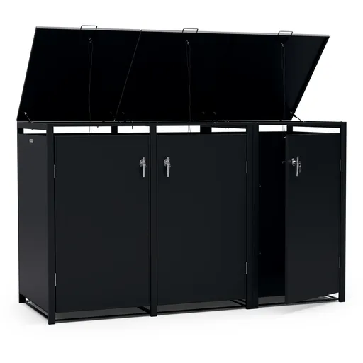 Blumfeldt BinSafe, box na odpadky, 3 odpadkové koše, 240 l, uzamykatelný, pozinkovaná ocel odolná vůči povětrnostním vlivům