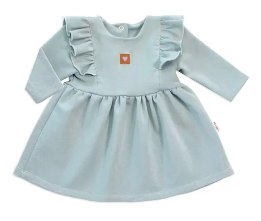 Baby Nellys Dětské teplákové šaty, tunika Vintage Love - mátové, vel. 80