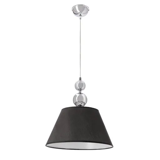 Závěsná lampa ARAL chrom E27 1x60W s černým stínidlem, moderní do obývacího pokoje, ložnice, kuchyně, jídelny, elegantní stropní osvětlení