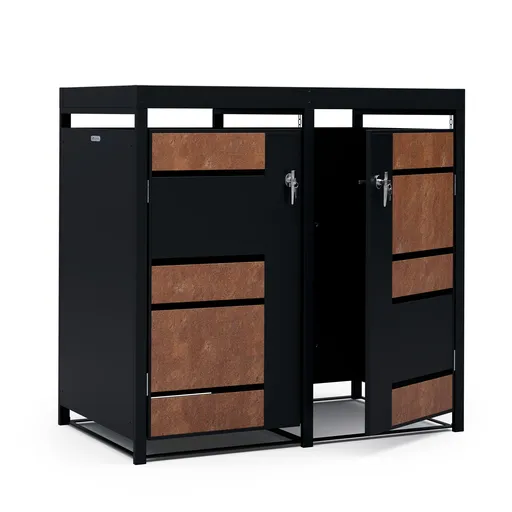 Blumfeldt BinSafe, box na odpadky, 2 odpadkové koše, 240 l, uzamykatelný, pozinkovaná ocel odolná vůči povětrnostním vlivům, střecha pro výsadbu