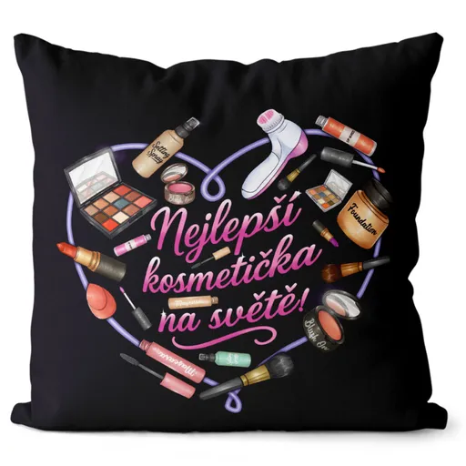 Polštář Nejlepší kosmetička (Velikost: 55 x 55 cm)
