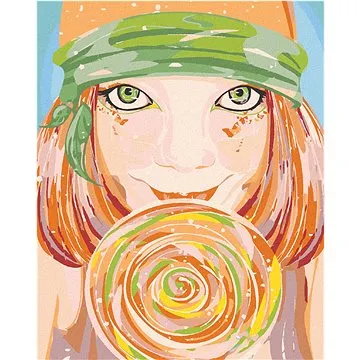 Diamondi - Diamantové malování - ZELENOOKÁ ŽENA A LÍZÁTKO, 40x50 cm, Vypnuté plátno na rám (603349B)