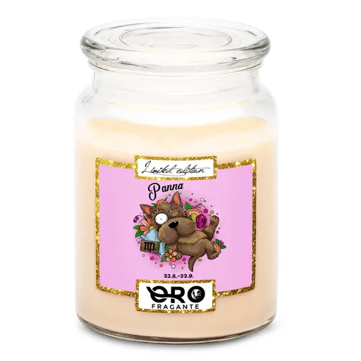 Svíčka Psí znamení – panna (Vůně svíčky: Vanilka)