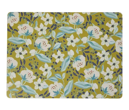 4ks zelené pevné korkové prostírání s květy Flowers - 30*40*0,4cm Mars & More